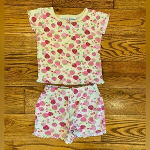Miniwear Vintage Pink and Green Strawberry Pajama Set